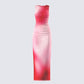 Aldina Red Print Mesh Maxi Dress 3d product front