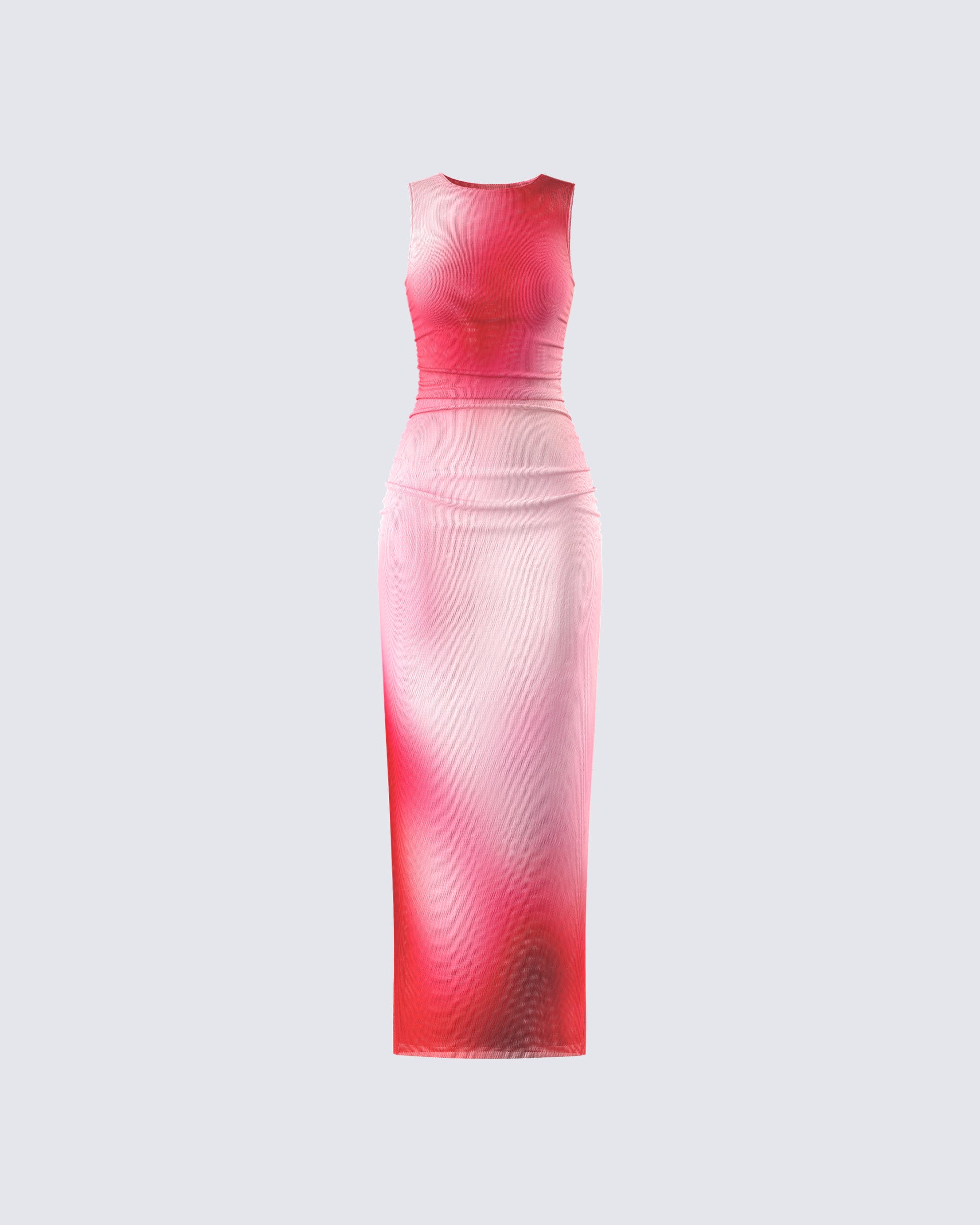 Aldina Red Print Mesh Maxi Dress 3d product front