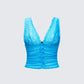 Hyacinth Blue Floral Bow Detail Top product front
