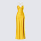 Zabel Orange Satin Maxi Dress product front