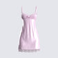 Ren Pink Satin Lace Mini Dress 3d product front