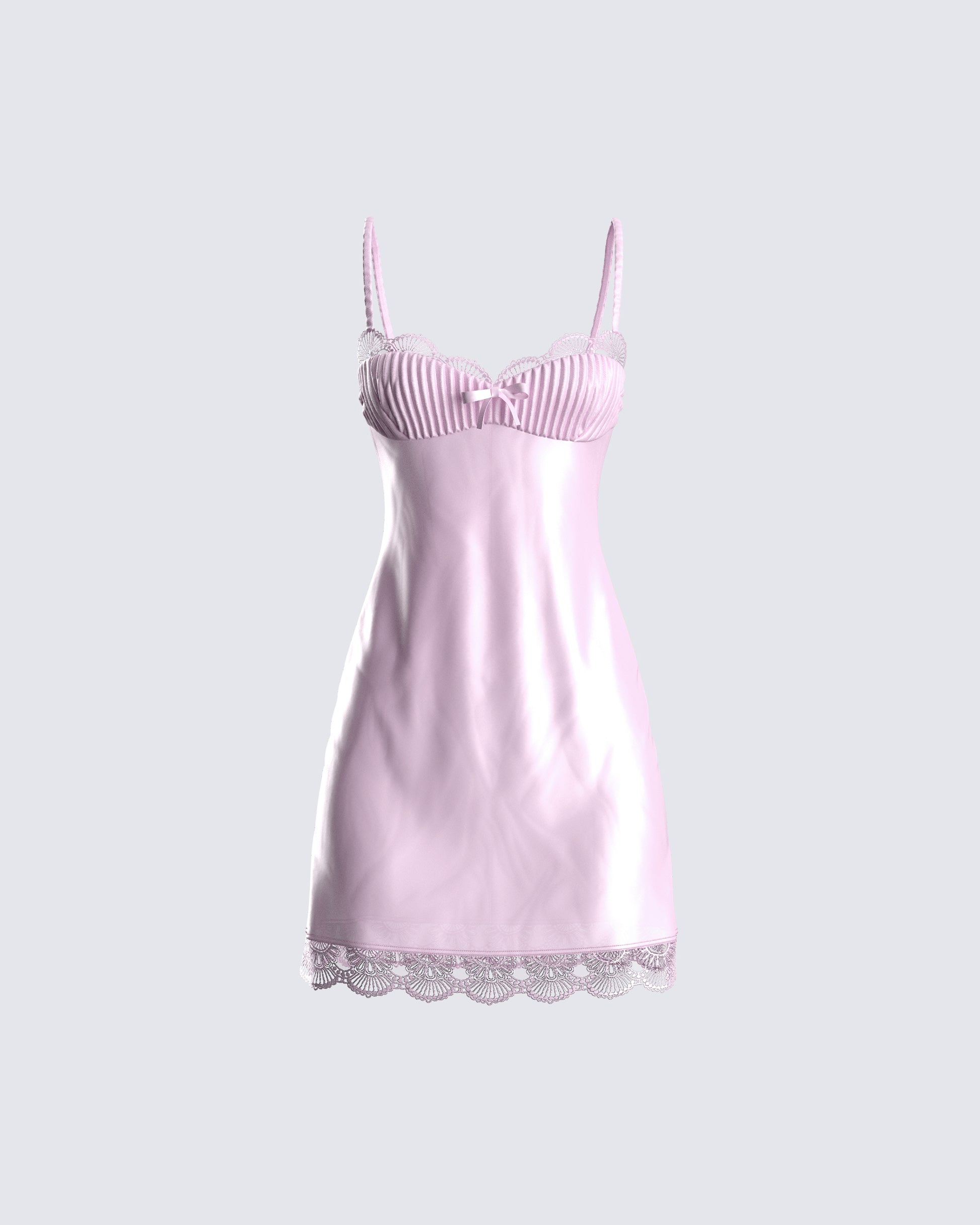 Ren Pink Satin Lace Mini Dress 3d product front
