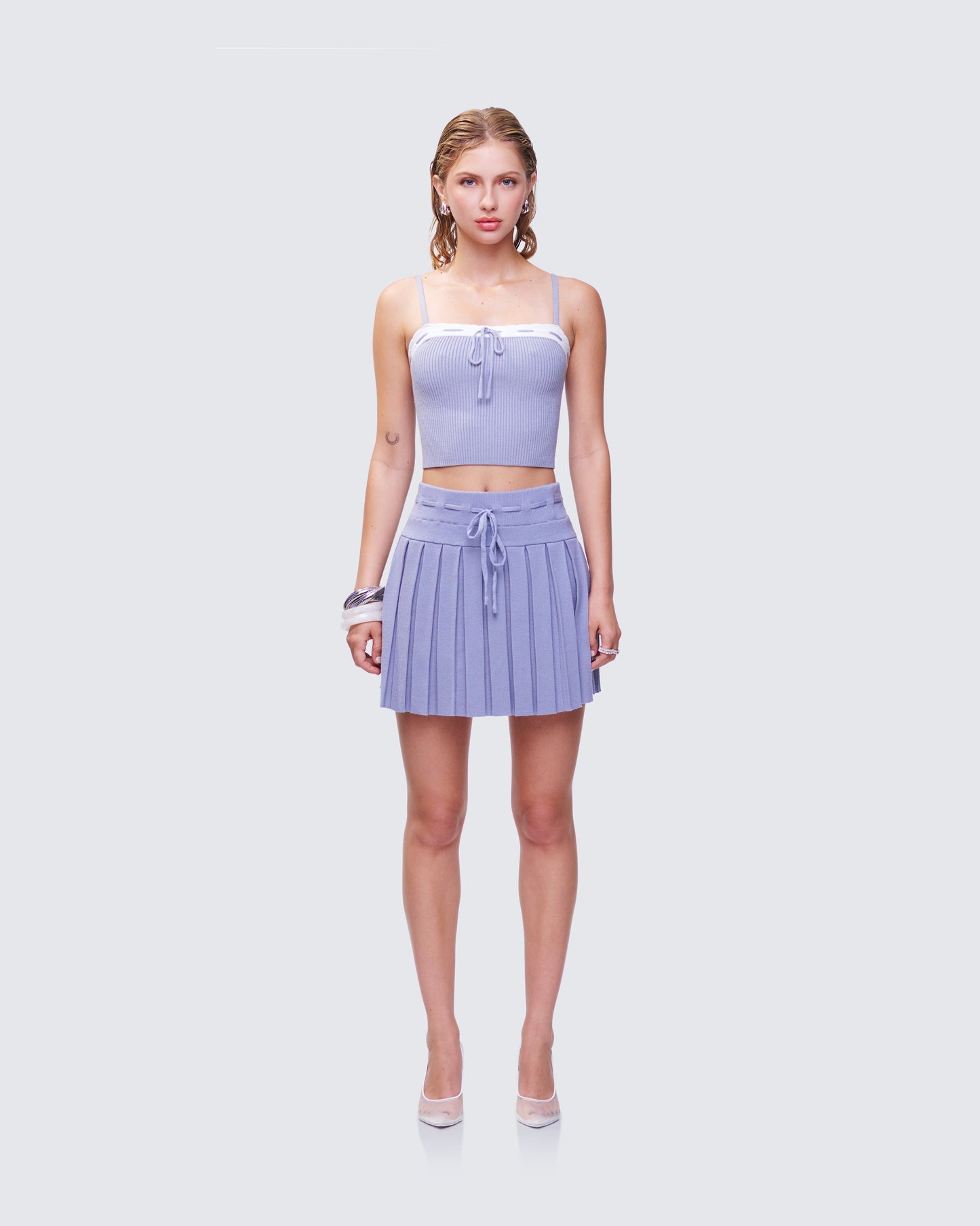 Lucien Blue Knitted Set model front