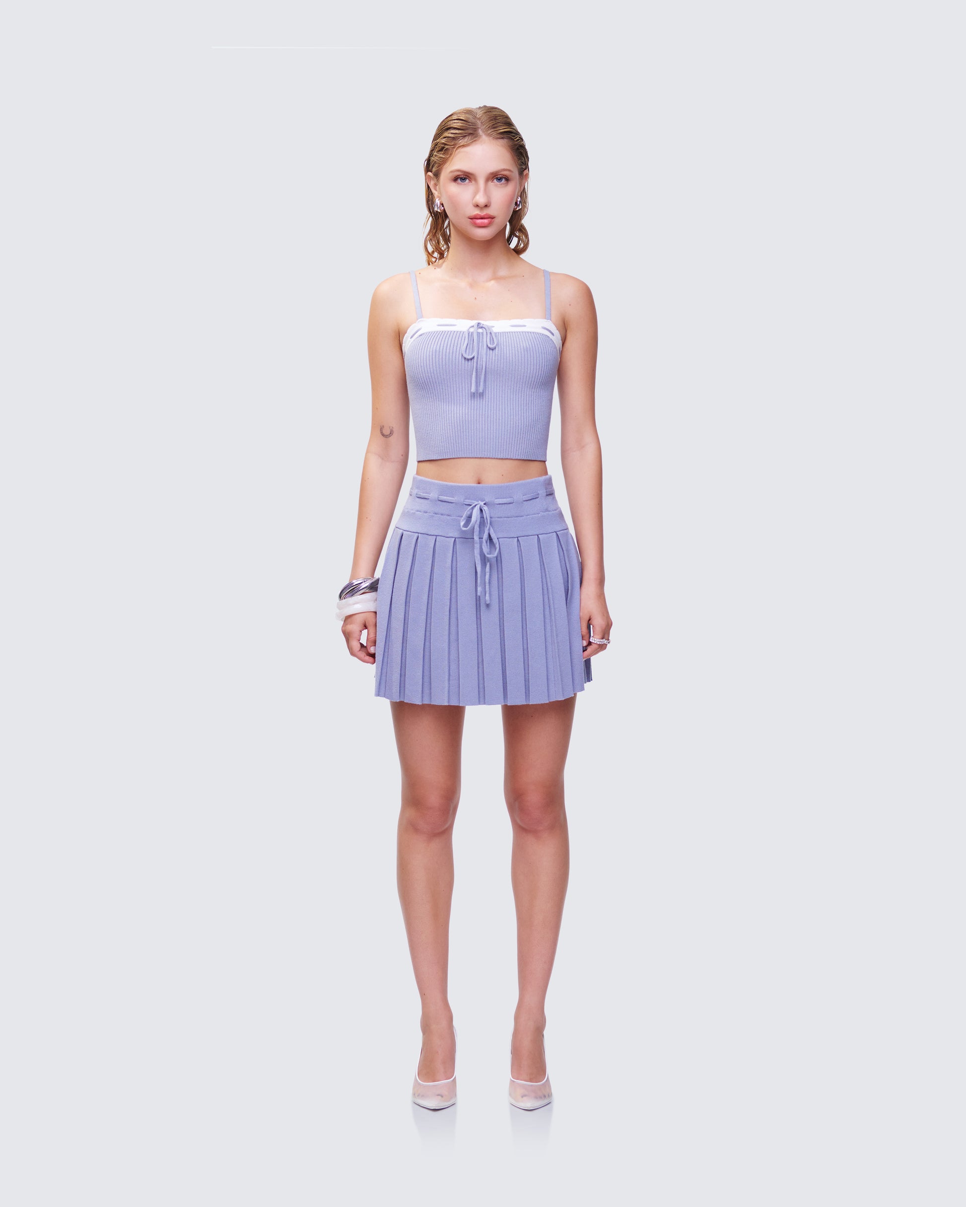 Lucien Blue Knitted Set model front