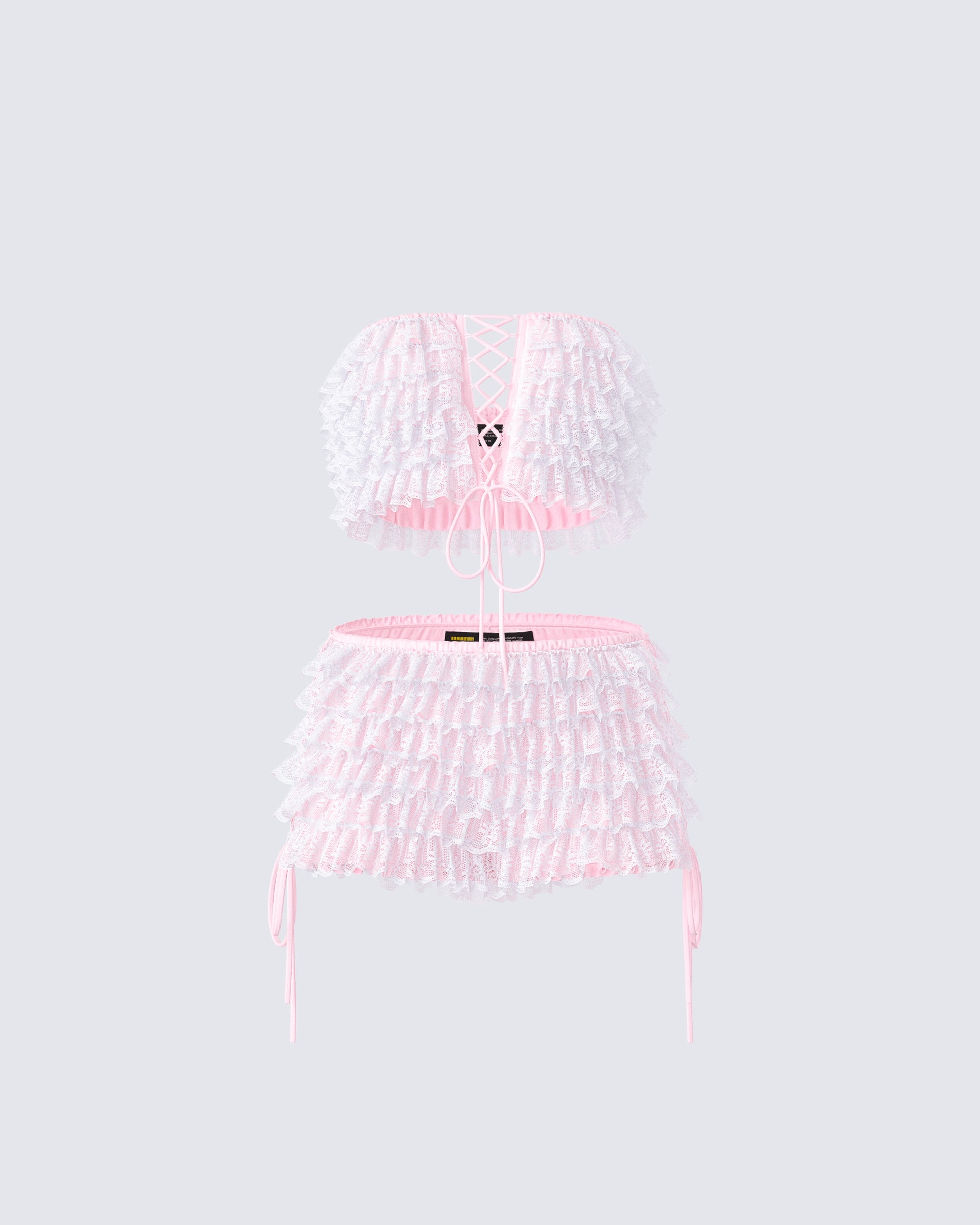 Hali Pink Lace Up Ruffle Set product front