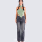 Dara Black Denim Bootcut Jean model front