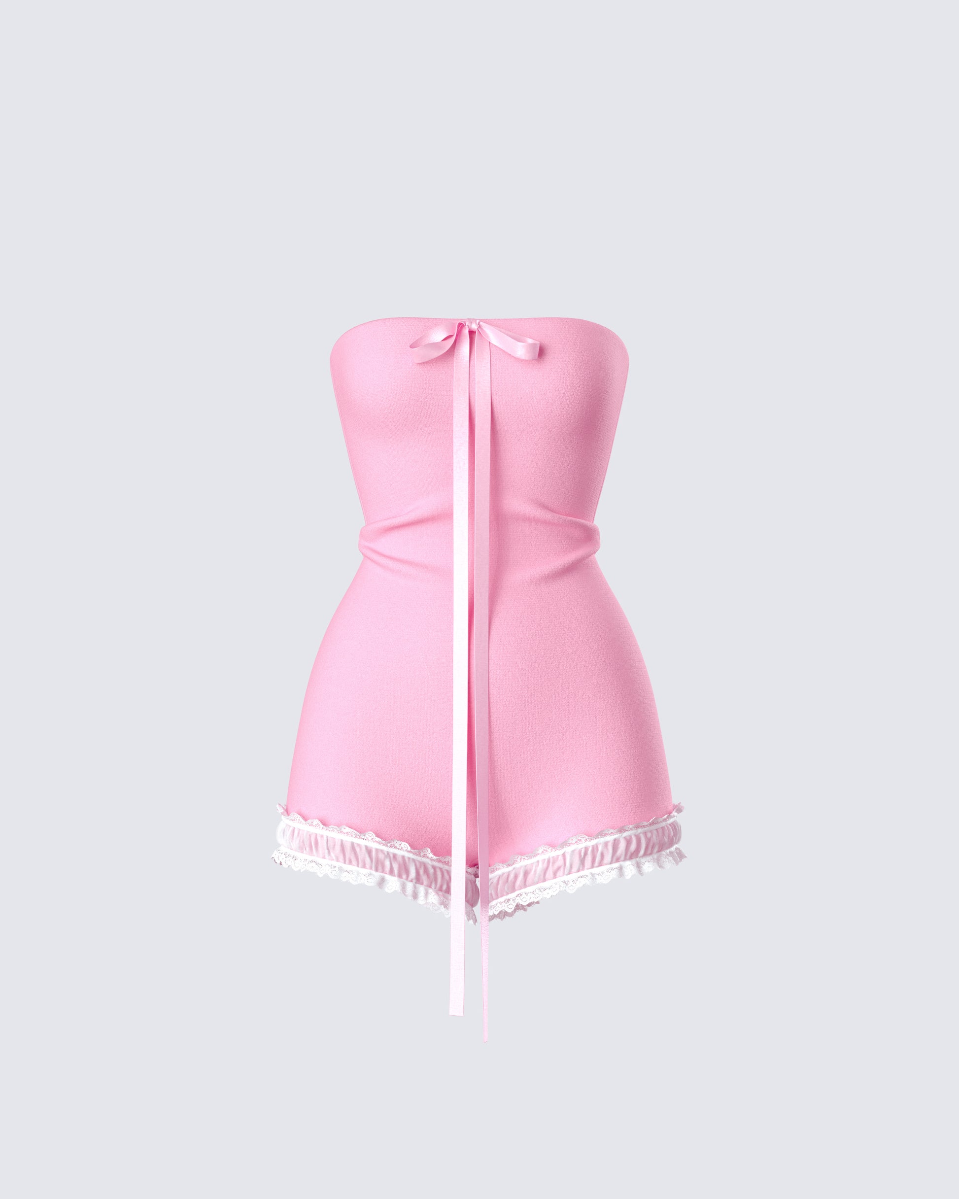 Gita Pink Bow Strapless Romper product front