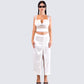 Orana White Satin Lace Skirt model front