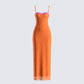 Ayesha Orange Mesh Maxi Dress 3d product front