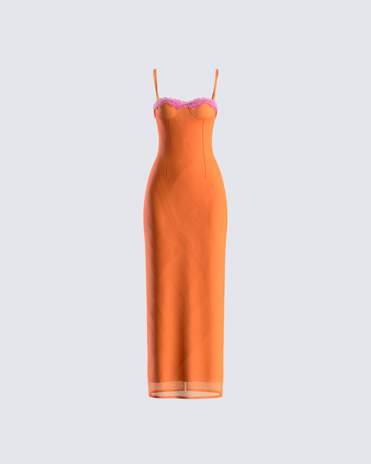 Ayesha Orange Mesh Maxi Dress 3d product front