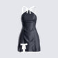 Lora Black Charmeuse Mini Dress product front