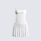 Zera White Lace Pleated Mini Dress product front