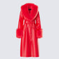 Willa Red Vegan Fur Leather Coat