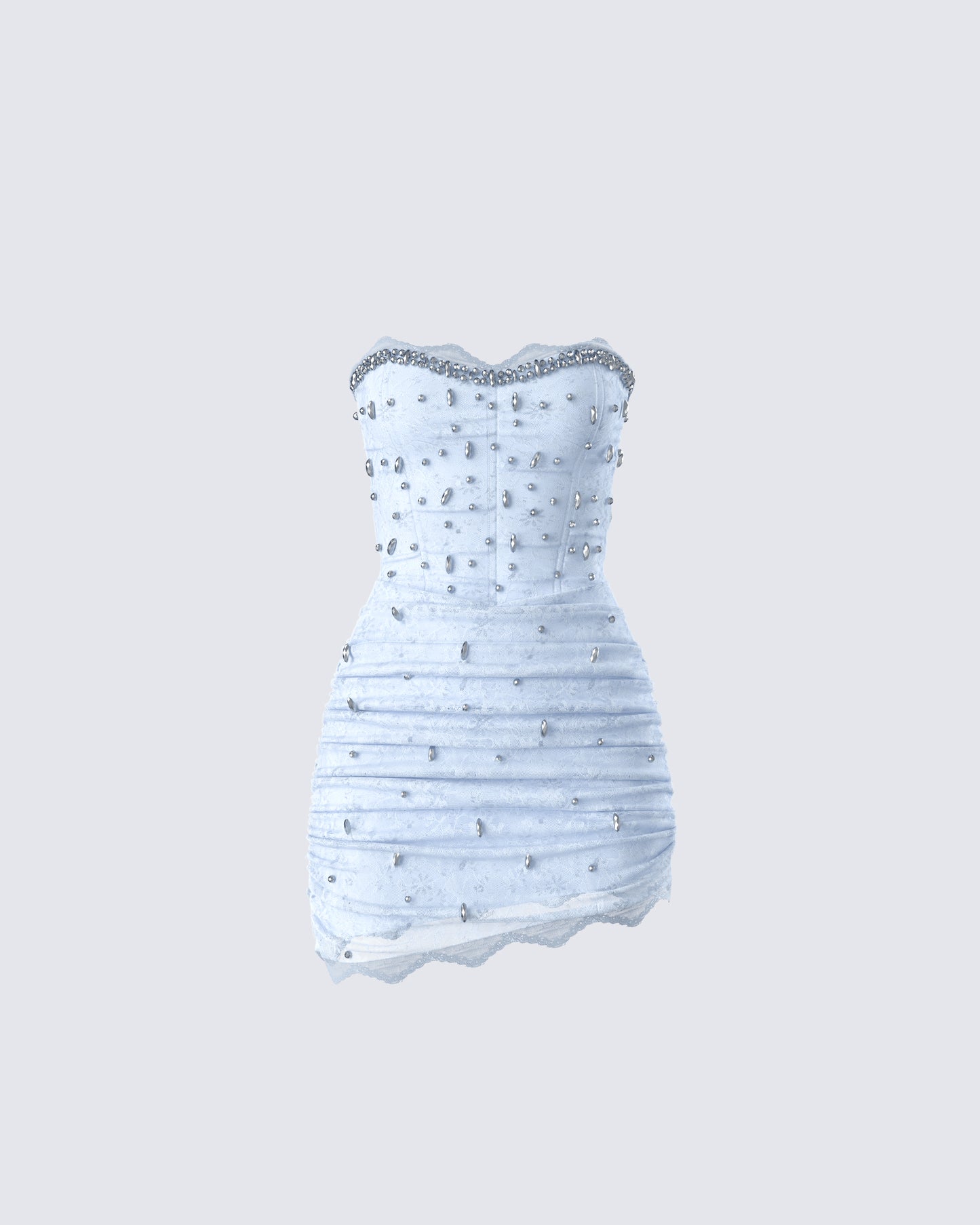Clarisse Baby Blue Hand Beaded Rhinestone Dress product front