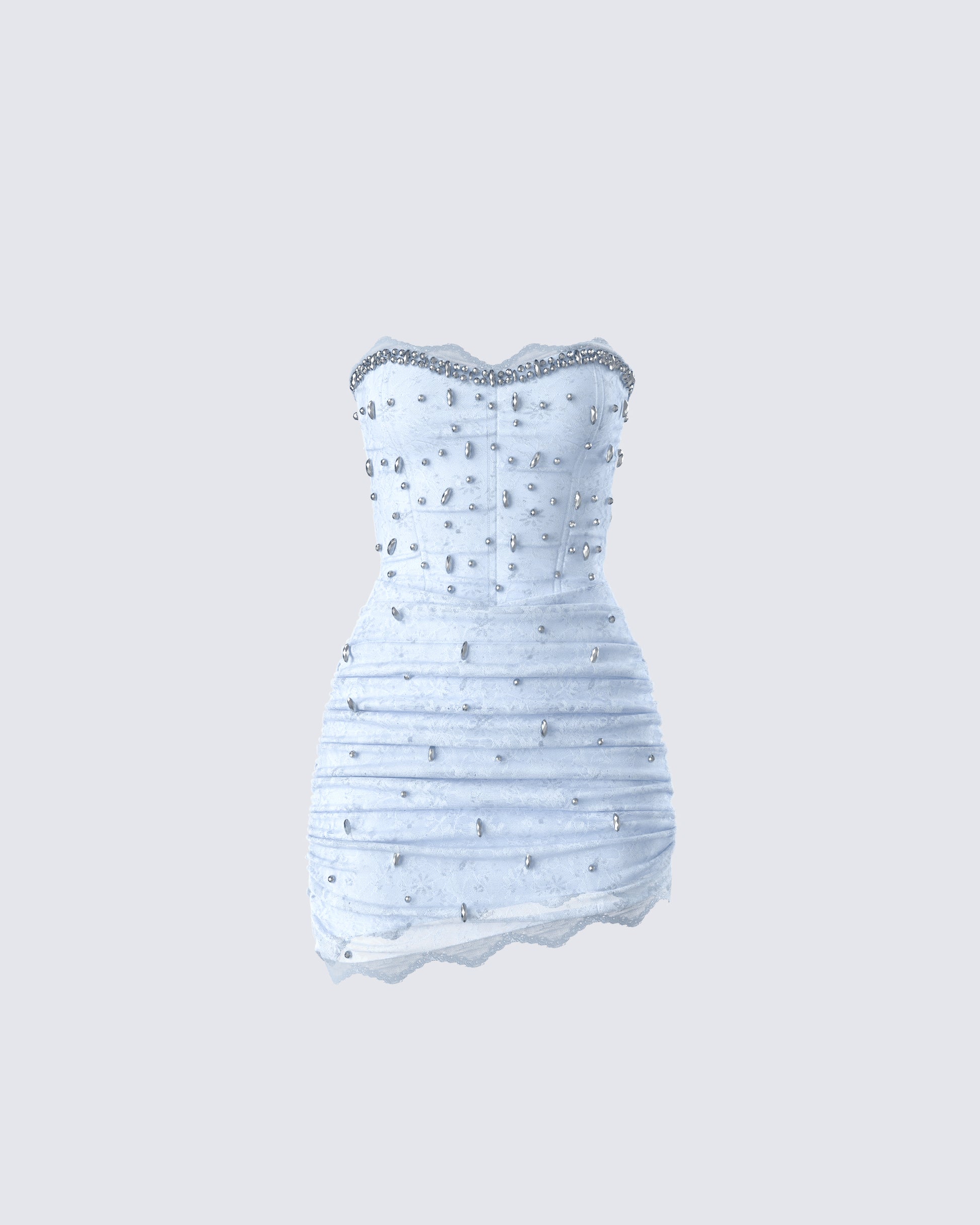 Clarisse Baby Blue Hand Beaded Rhinestone Dress product front