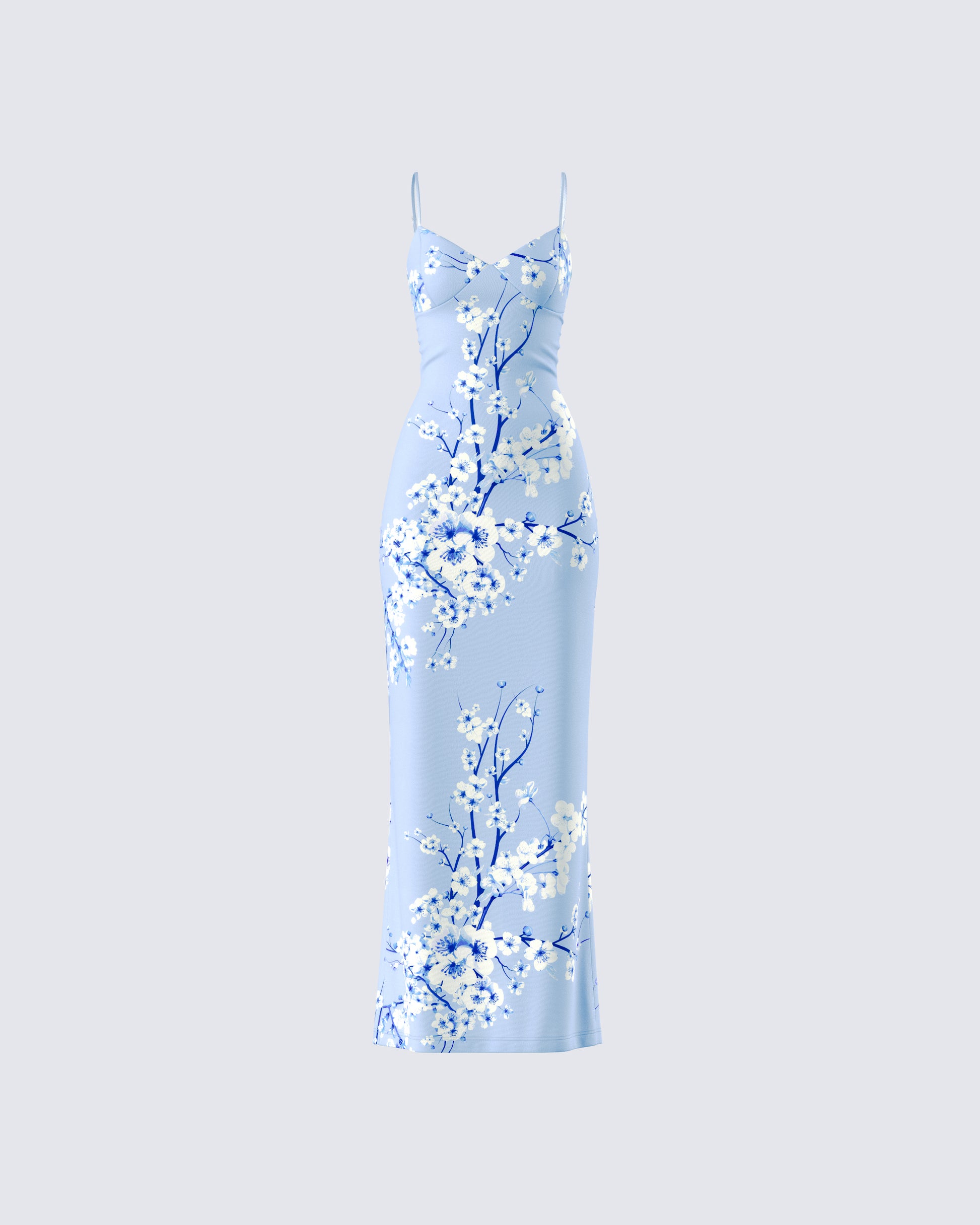 Azura Blue Floral Bodycon Maxi product front