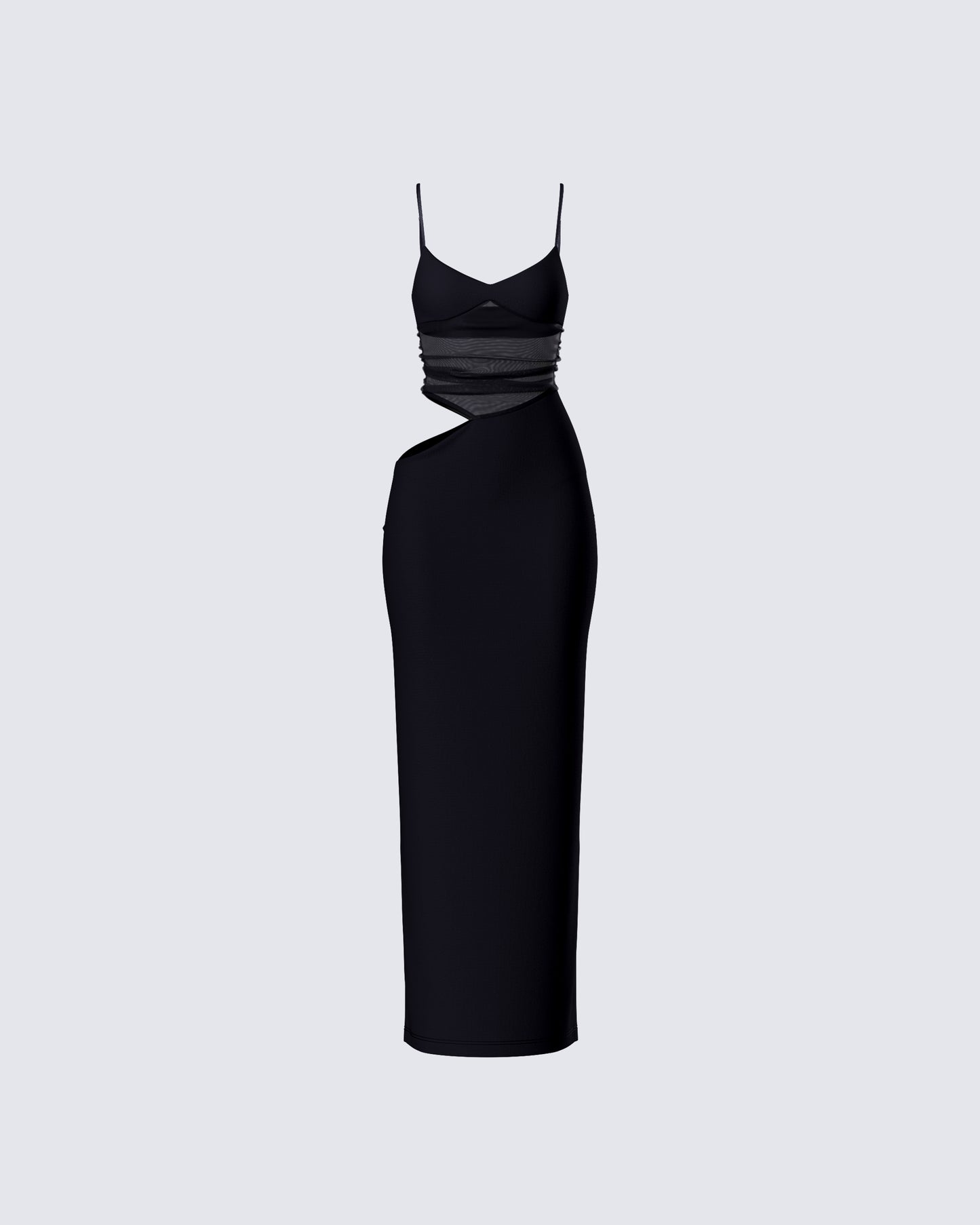 Philomena Black Mesh Window Maxi Dress product front
