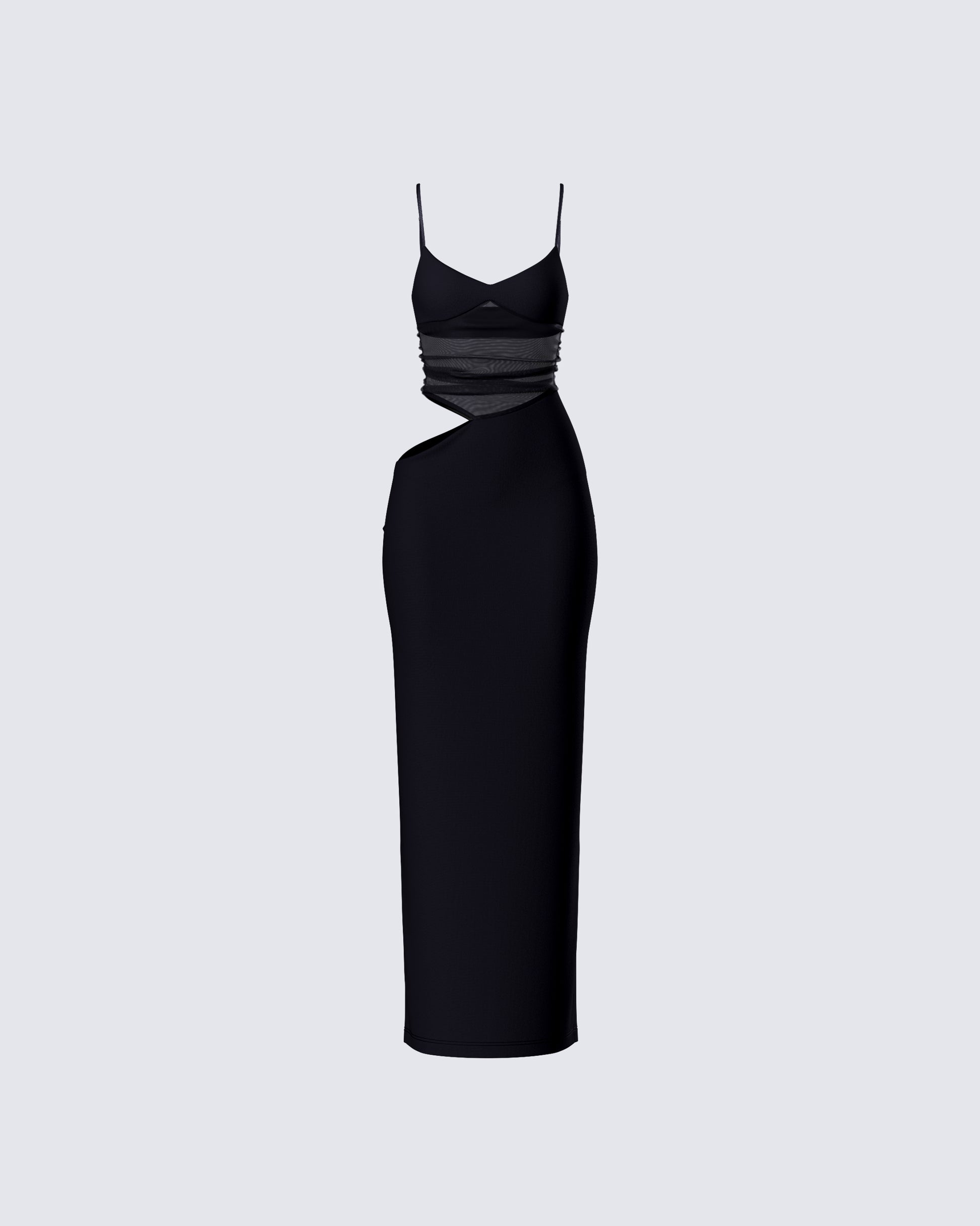 Philomena Black Mesh Window Maxi Dress product front