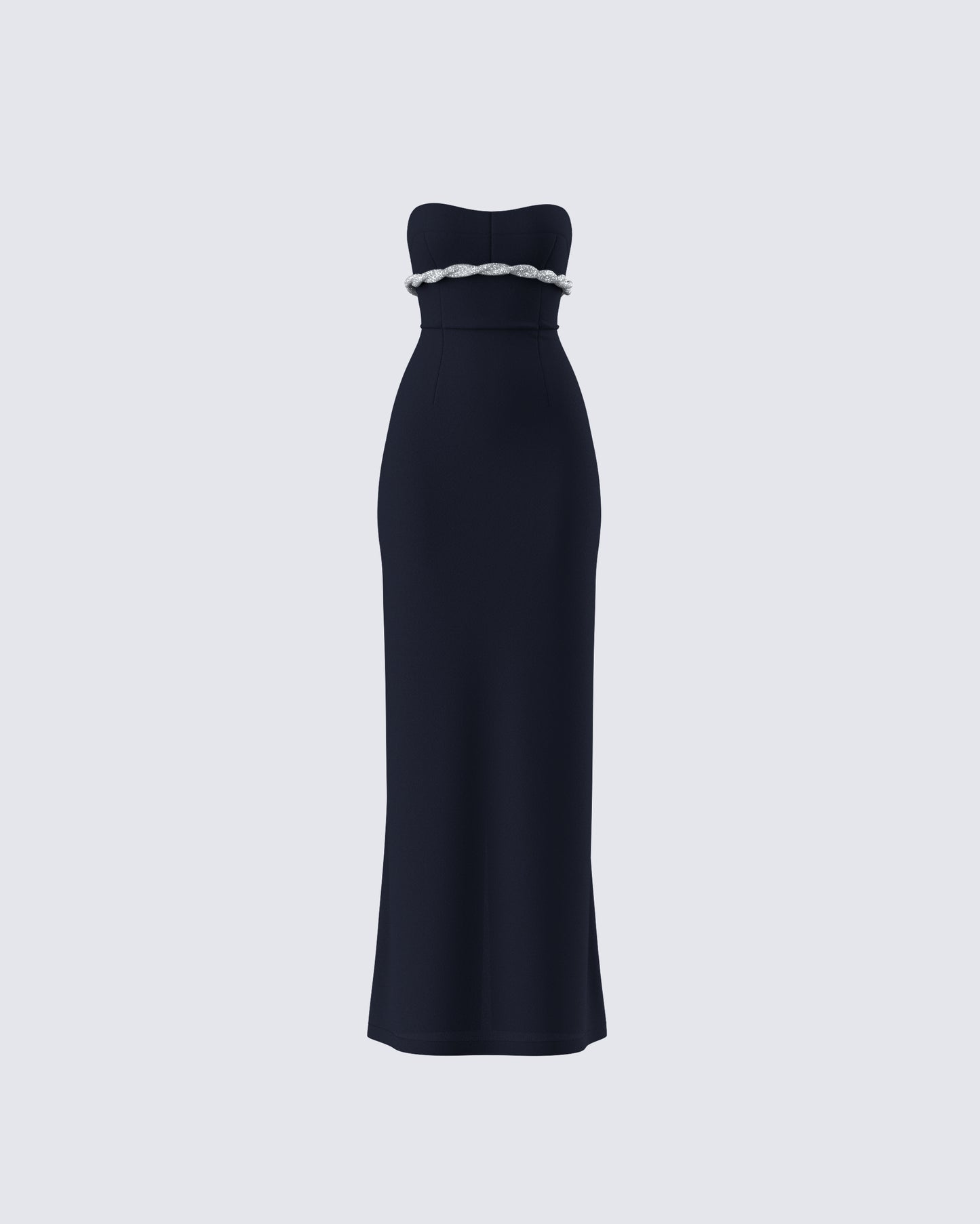 Via Black Crepe Embellished Gown product front