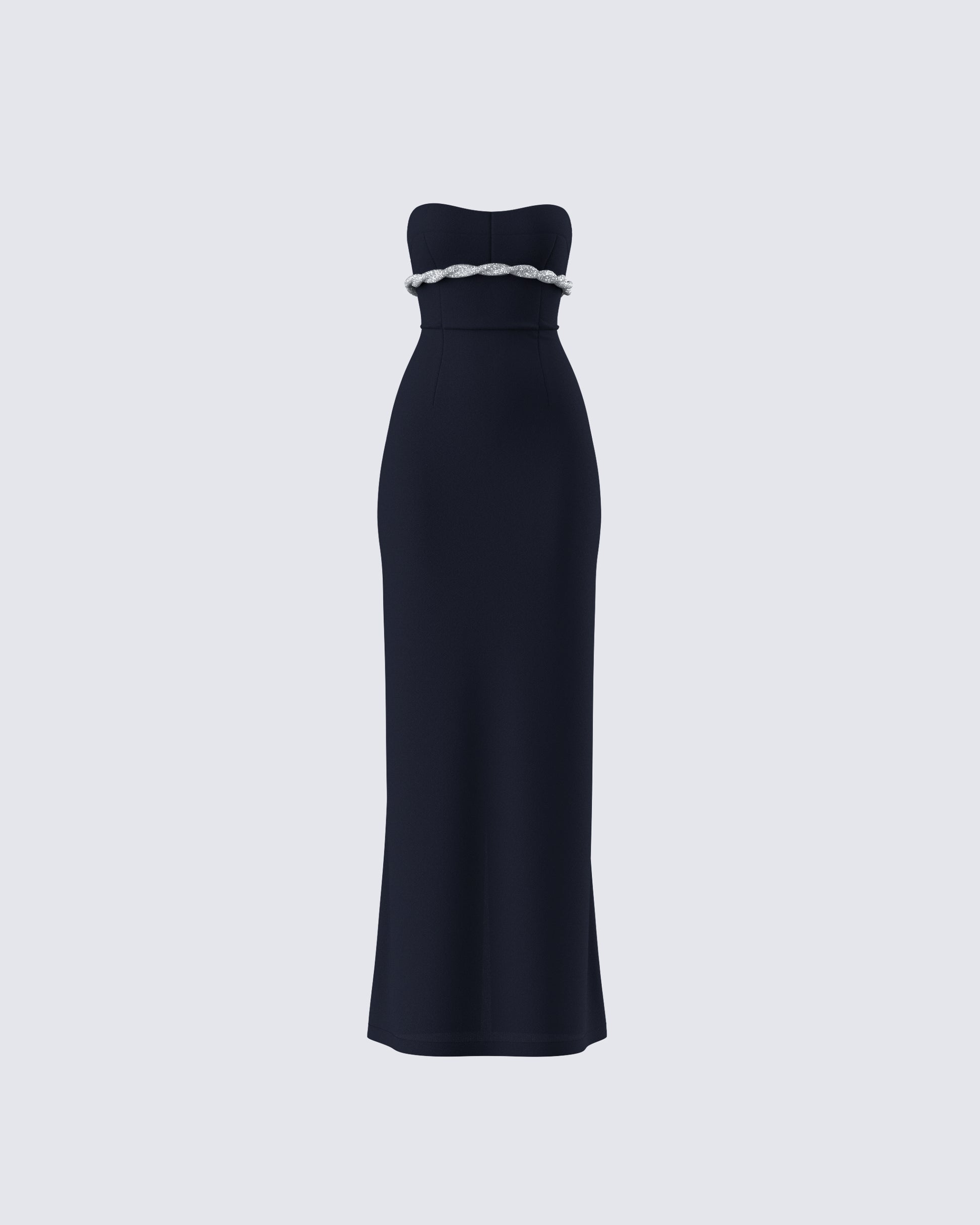 Via Black Crepe Embellished Gown product front