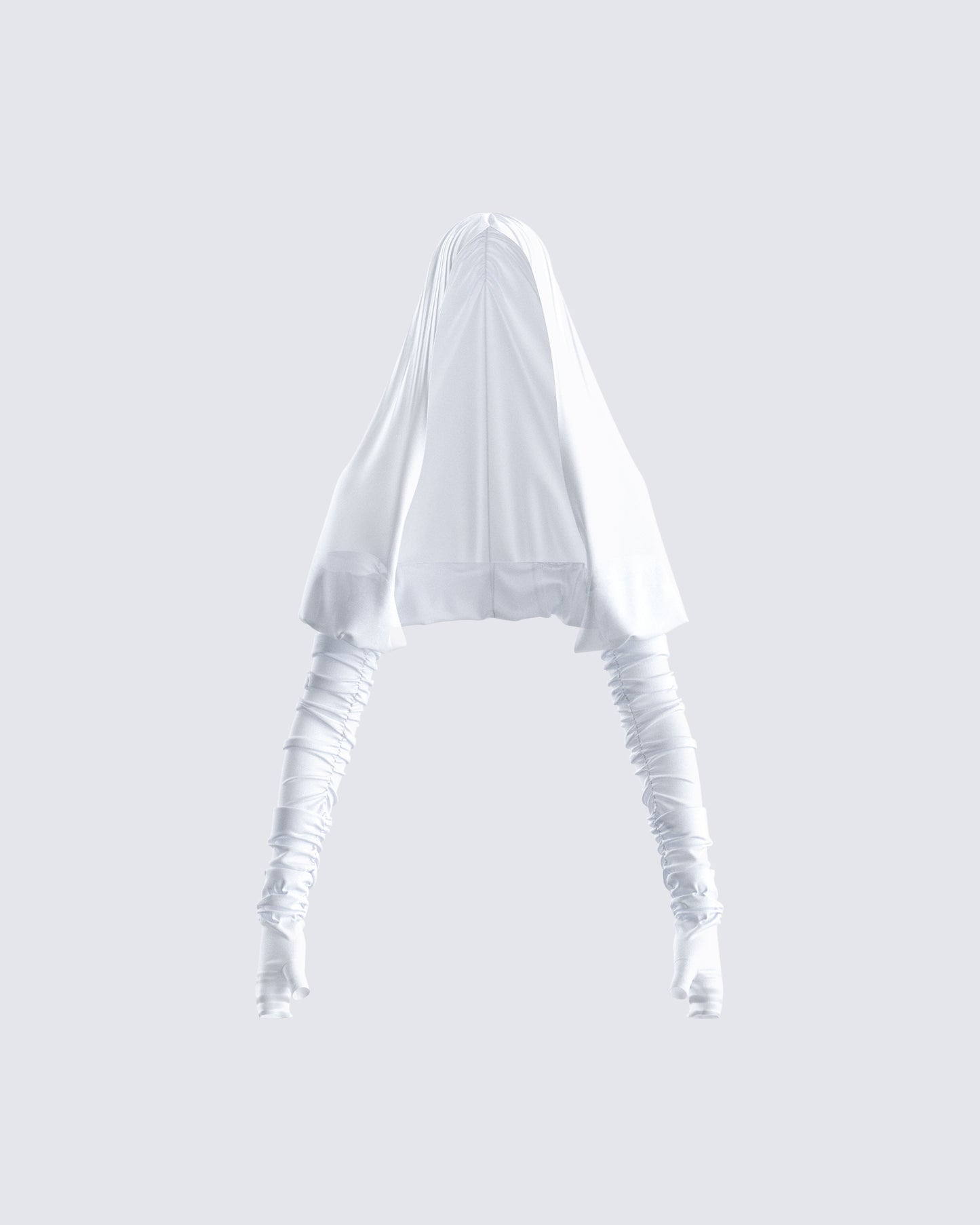 Alexa White Gauze Hooded Shrug 3d product front