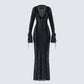 Florence Black Mesh Maxi Dress 3d product front