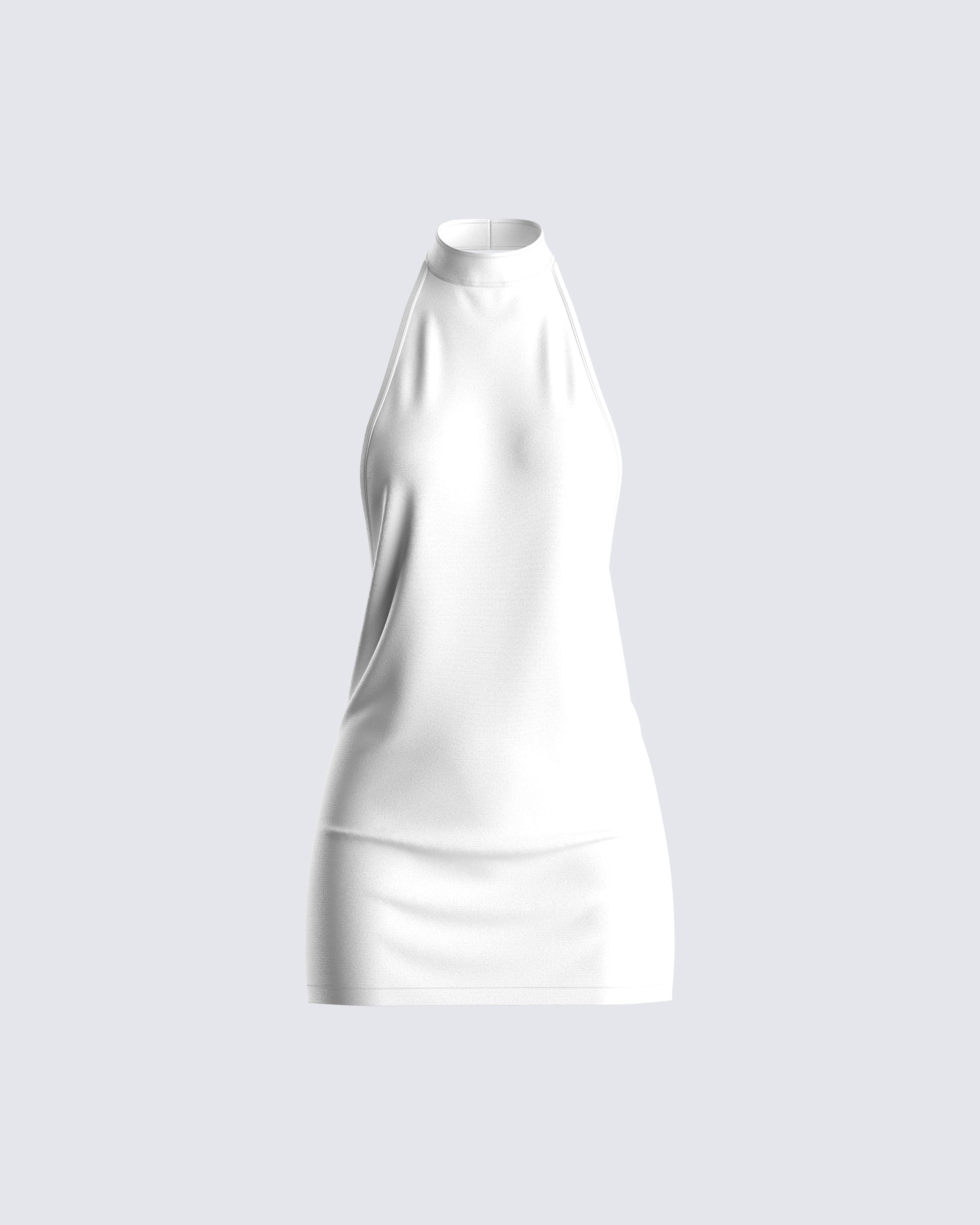 Brittany White Halter Mini Dress product front