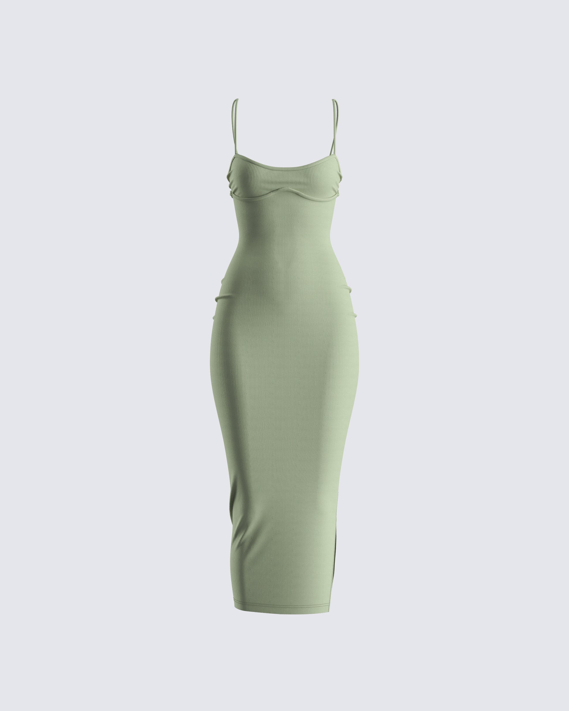 Christa Sage Rib Midi Dress 3d product front