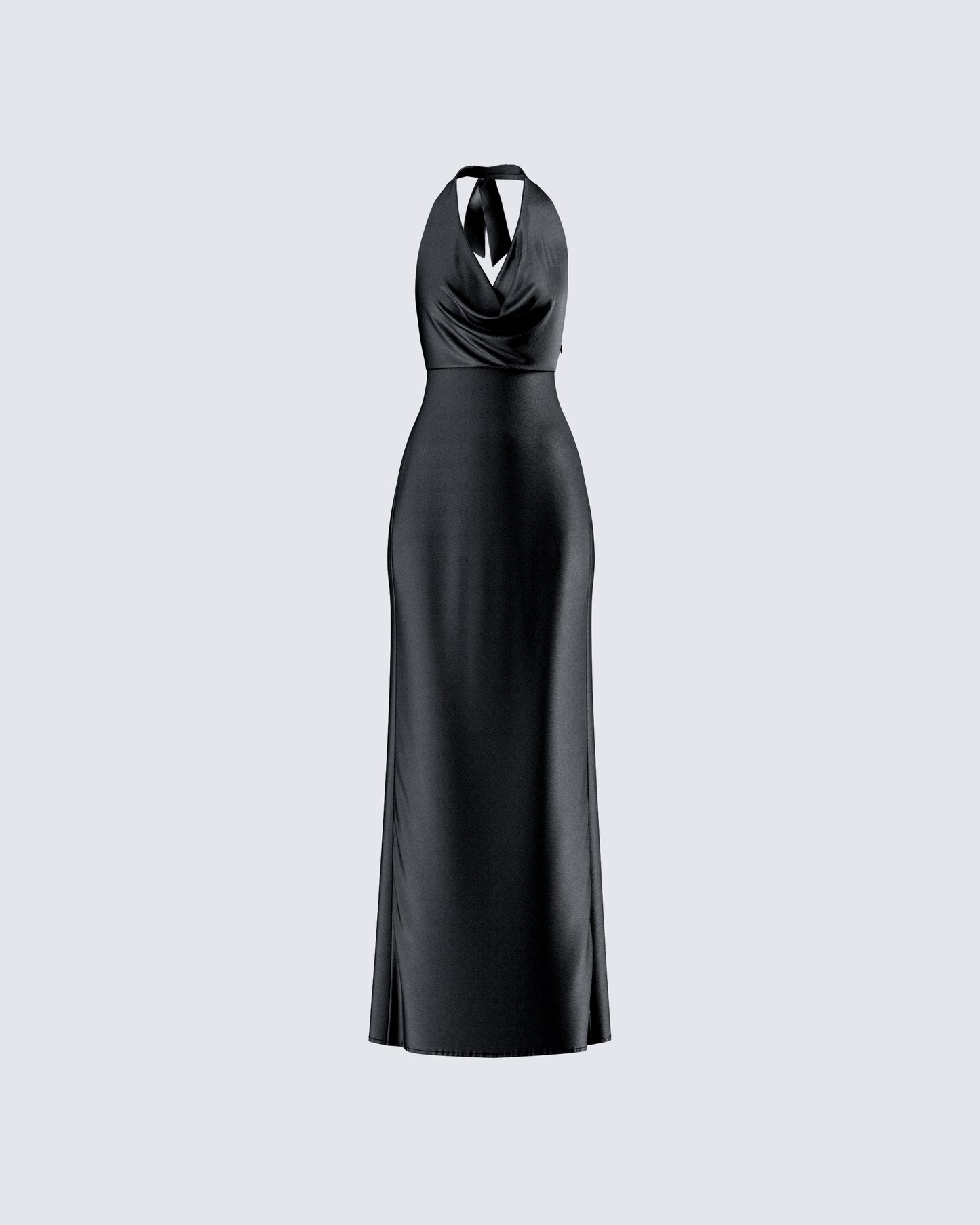 Holly Black Satin Cowl Maxi Dress product front