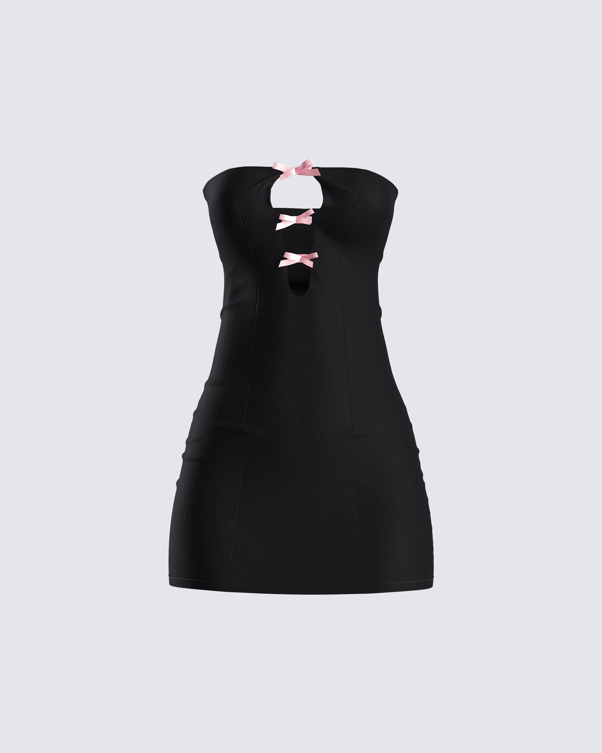 Bodhi Black Satin Bow Mini Dress 3d product front