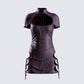 Ivie Black Floral Satin Mini Dress 3d product front