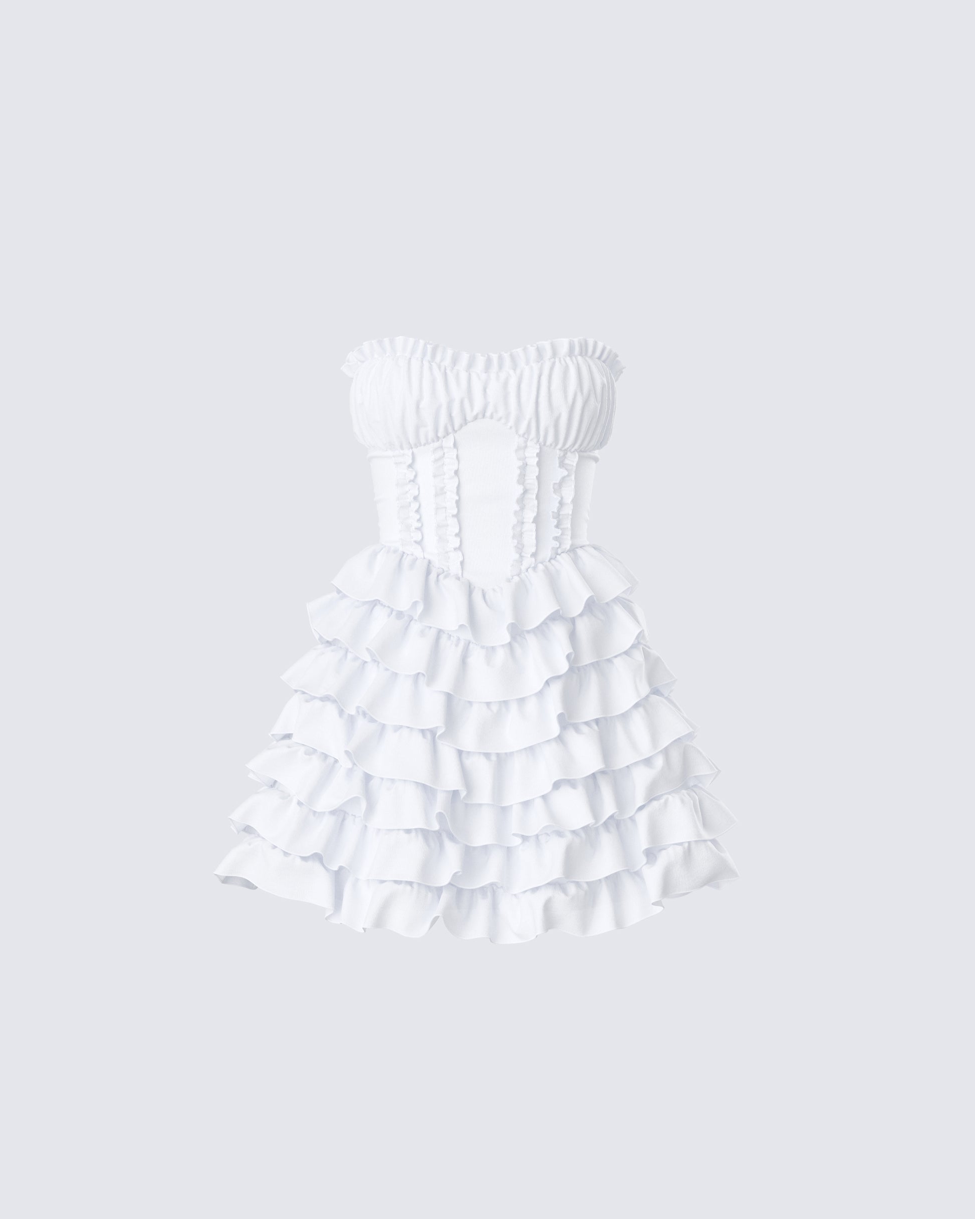 Pipi White Ruffle Mini Dress product front