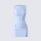 Matiyah Light Blue Belted Micro Mini Dress product front