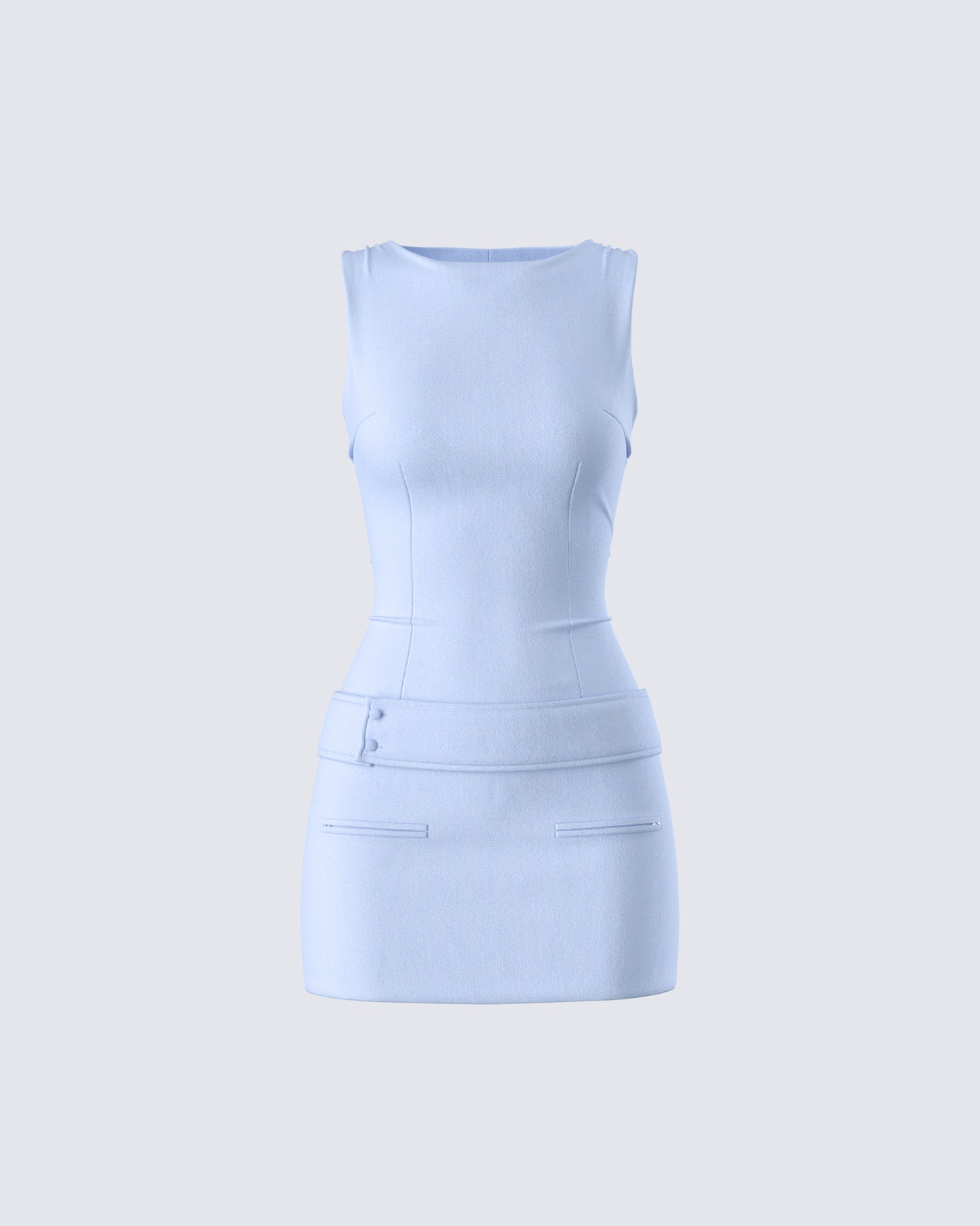 Matiyah Light Blue Belted Micro Mini Dress product front
