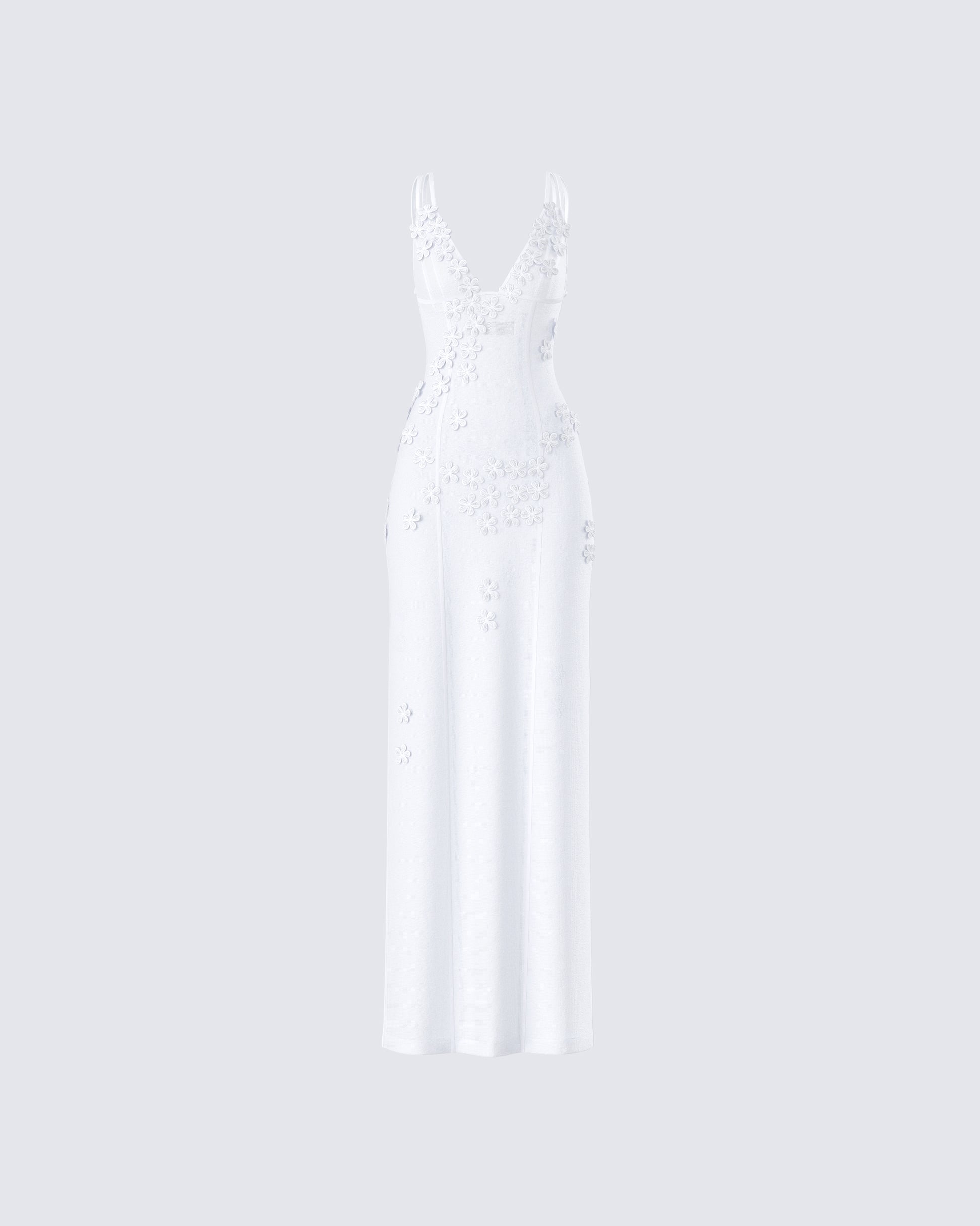 Twyla White Floral Mesh Maxi Dress product front