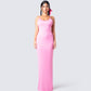 Kayla Pink Fitted Maxi Dress model front