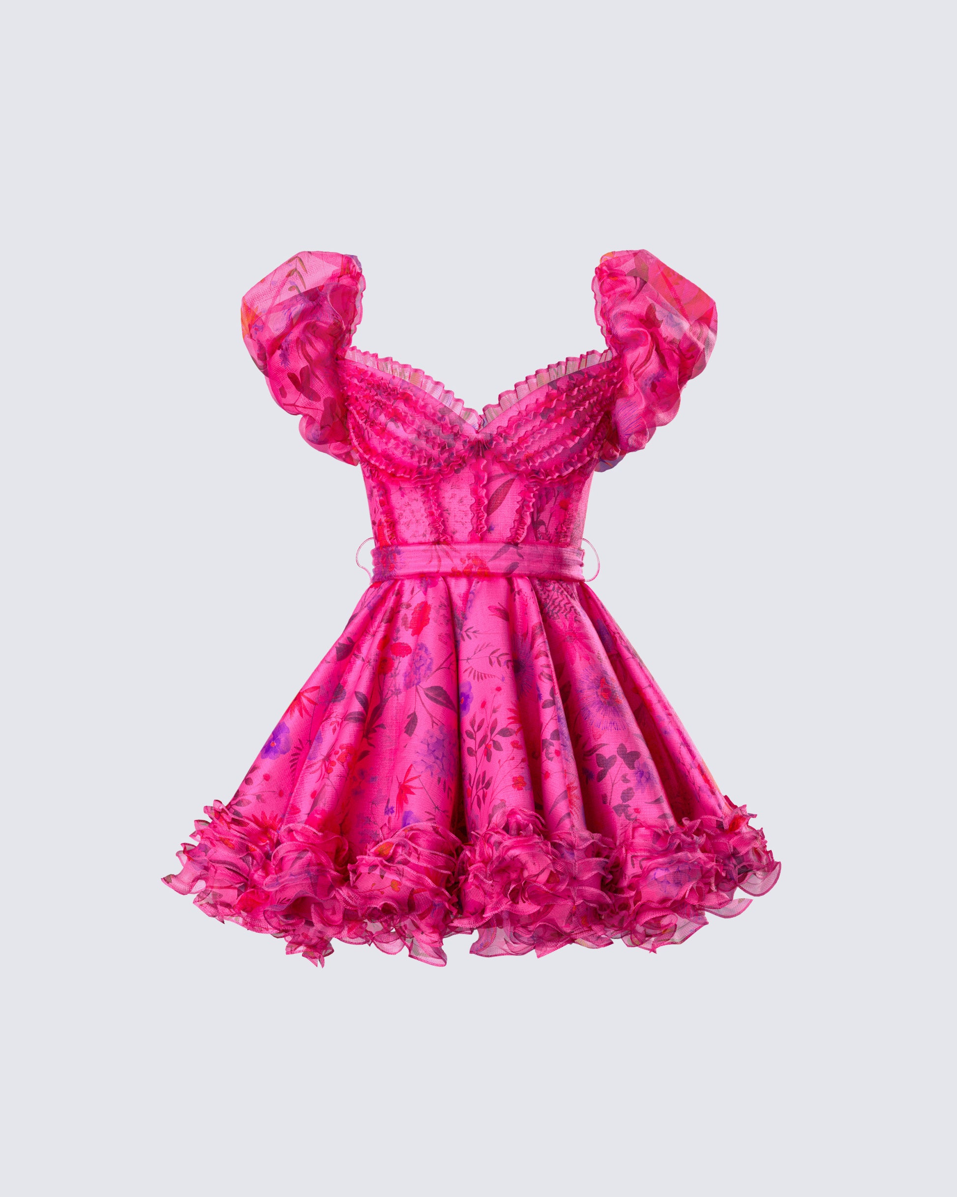 Eni Pink Floral Organza Mini Dress product front