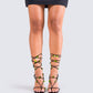 Naya Black Sequin Lace Up Heels model front