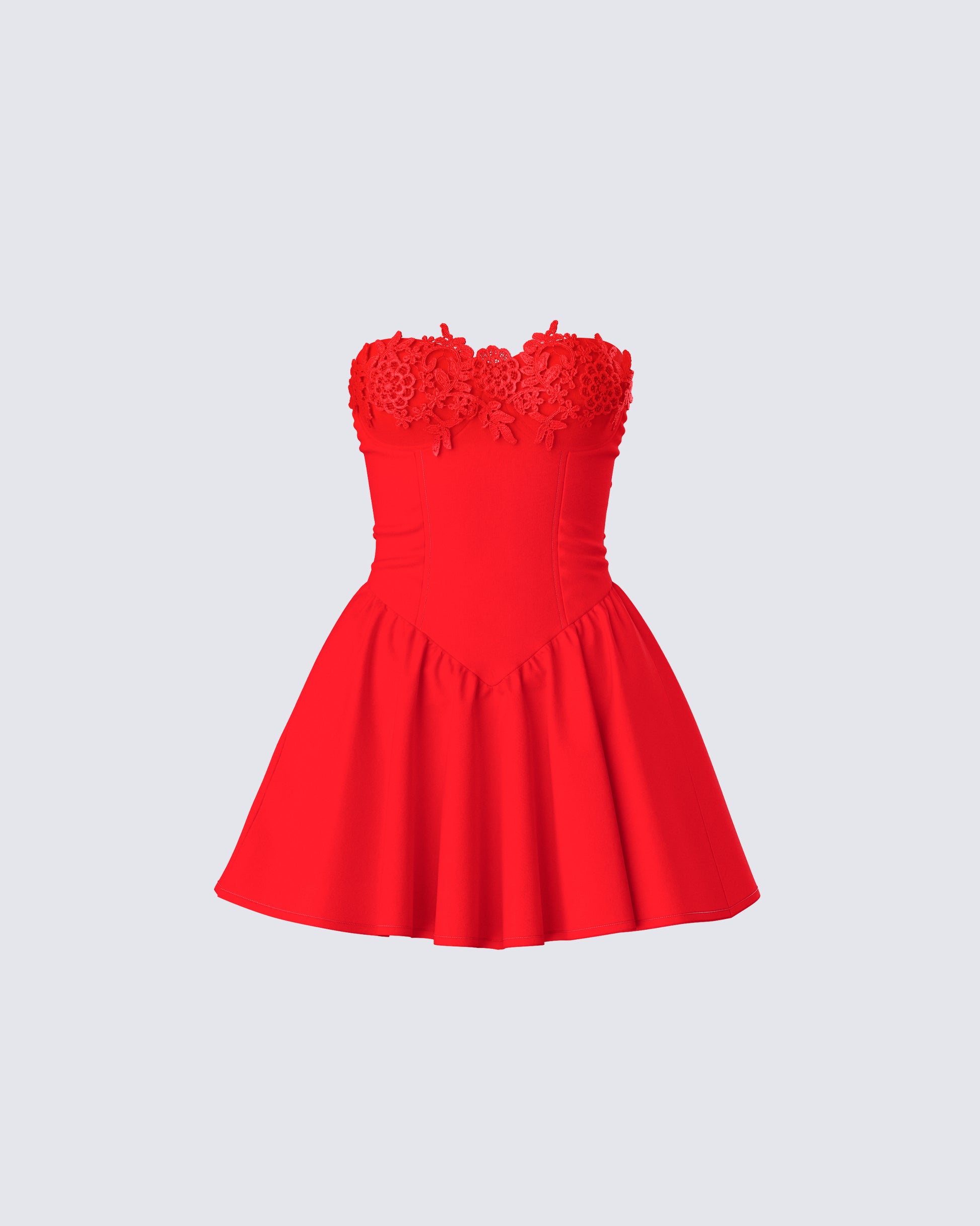 Sarai Red Lace Applique Mini Dress product front