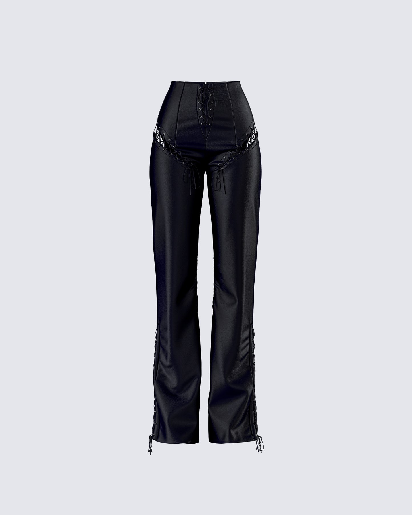 Nada Black Lace Up High Waisted Pant product front