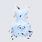 Meadow Blue Feather Backless Mini Dress front
