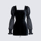 Anja Black Velvet Mini Dress 3d product front