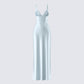Rasha Teal Satin Corset Maxi Dress product front