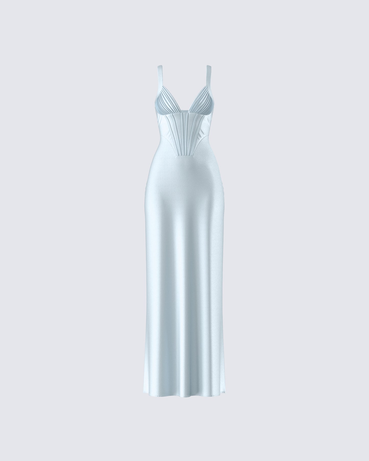 Rasha Teal Satin Corset Maxi Dress product front