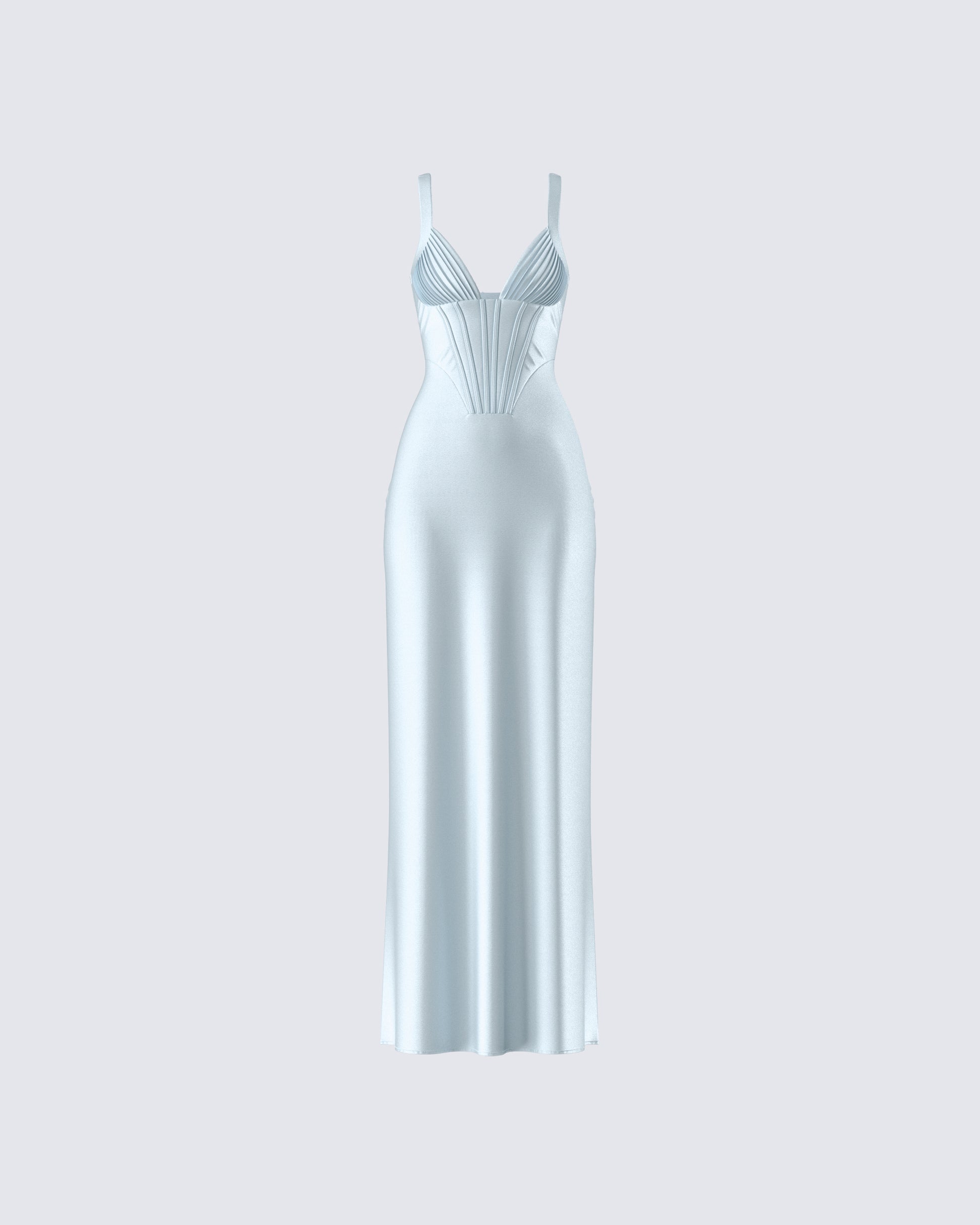 Rasha Teal Satin Corset Maxi Dress product front