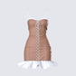Aza Taupe Lace Up Mini Dress product front
