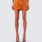 Alyah Orange Rhinestone Micro Mini Skirt model front