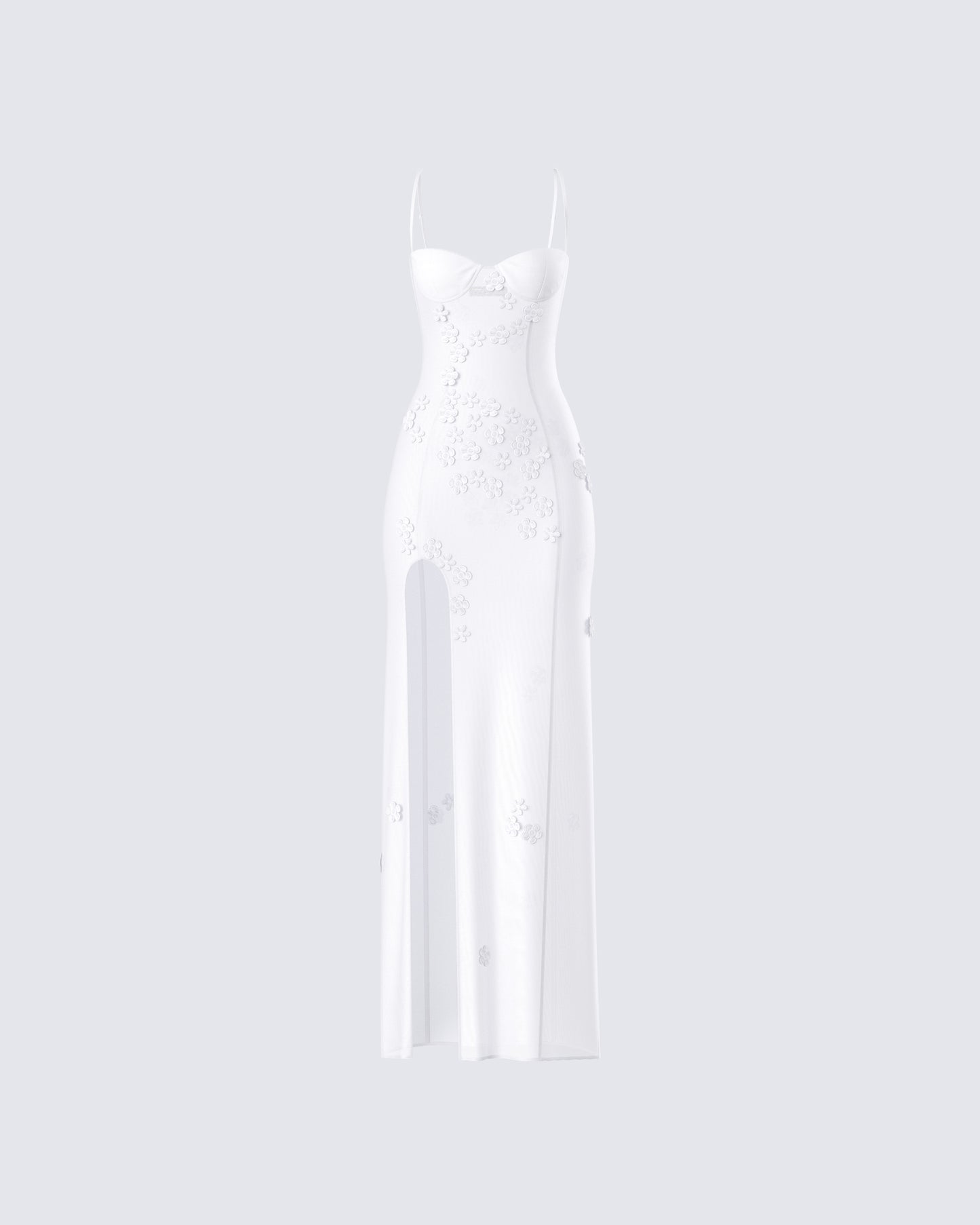 Myla White Floral Mesh Maxi Dress product front