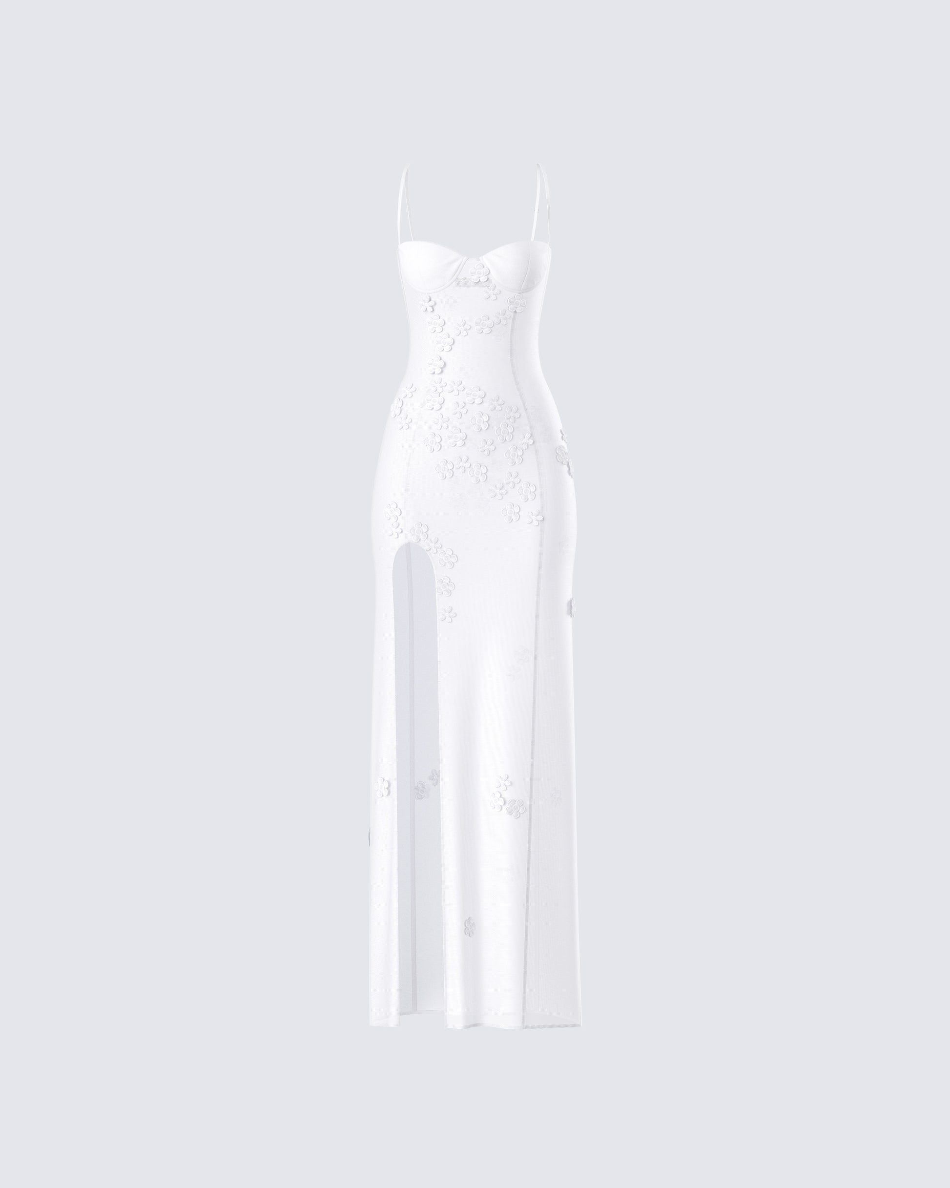 Myla White Floral Mesh Maxi Dress product front