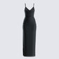 Yan Black Lace Maxi Corset Dress 3d product front